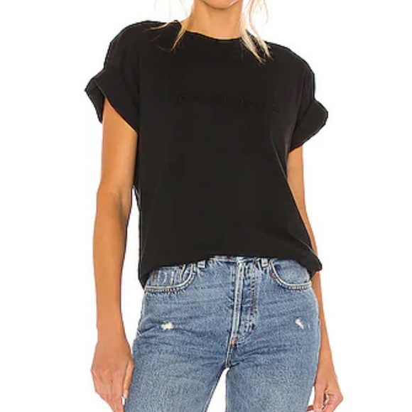 Anine Bing Tops - ANINE BING Lili Tee in Tonal Black T-Shirt Spell Out Size S